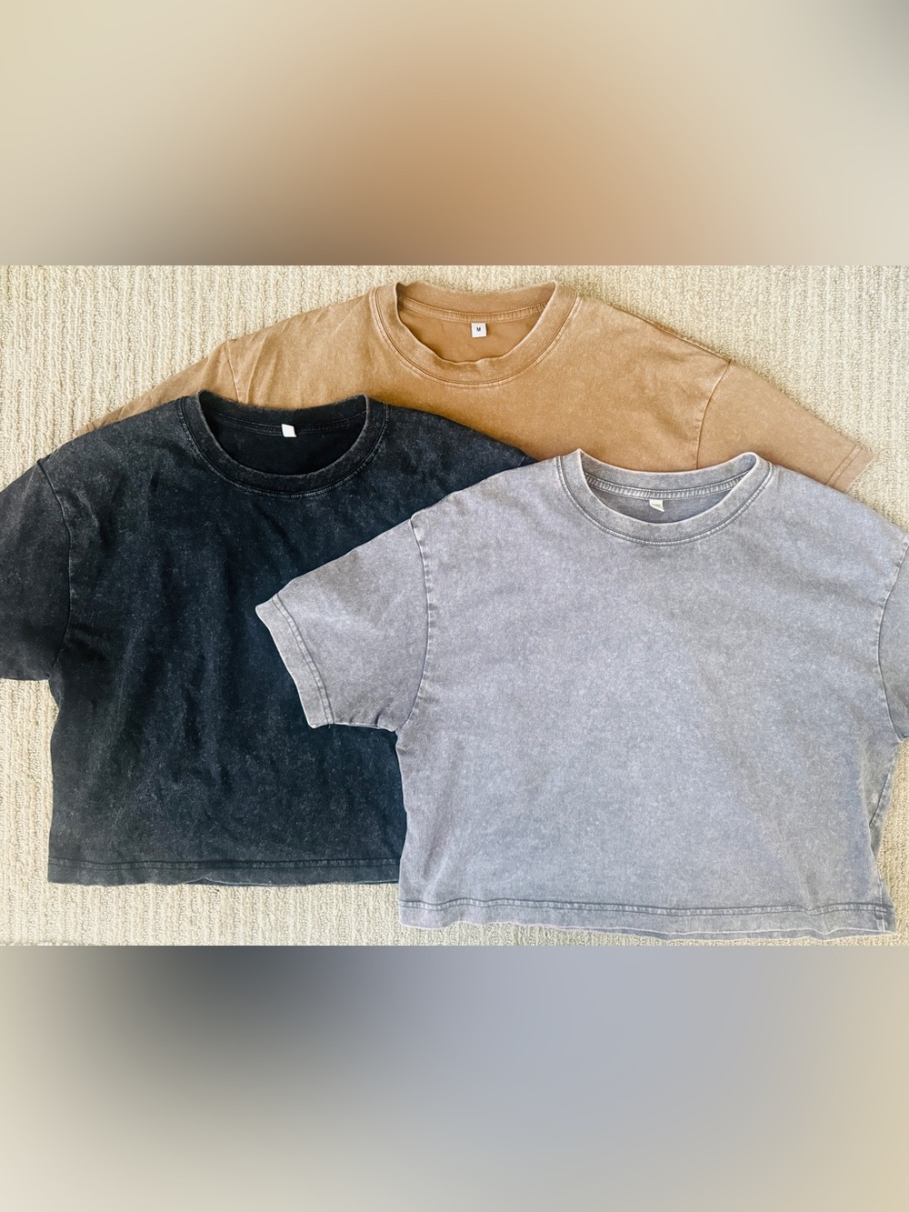 Women’s Crop Tops Acid Wash T Shirt- Set of 3